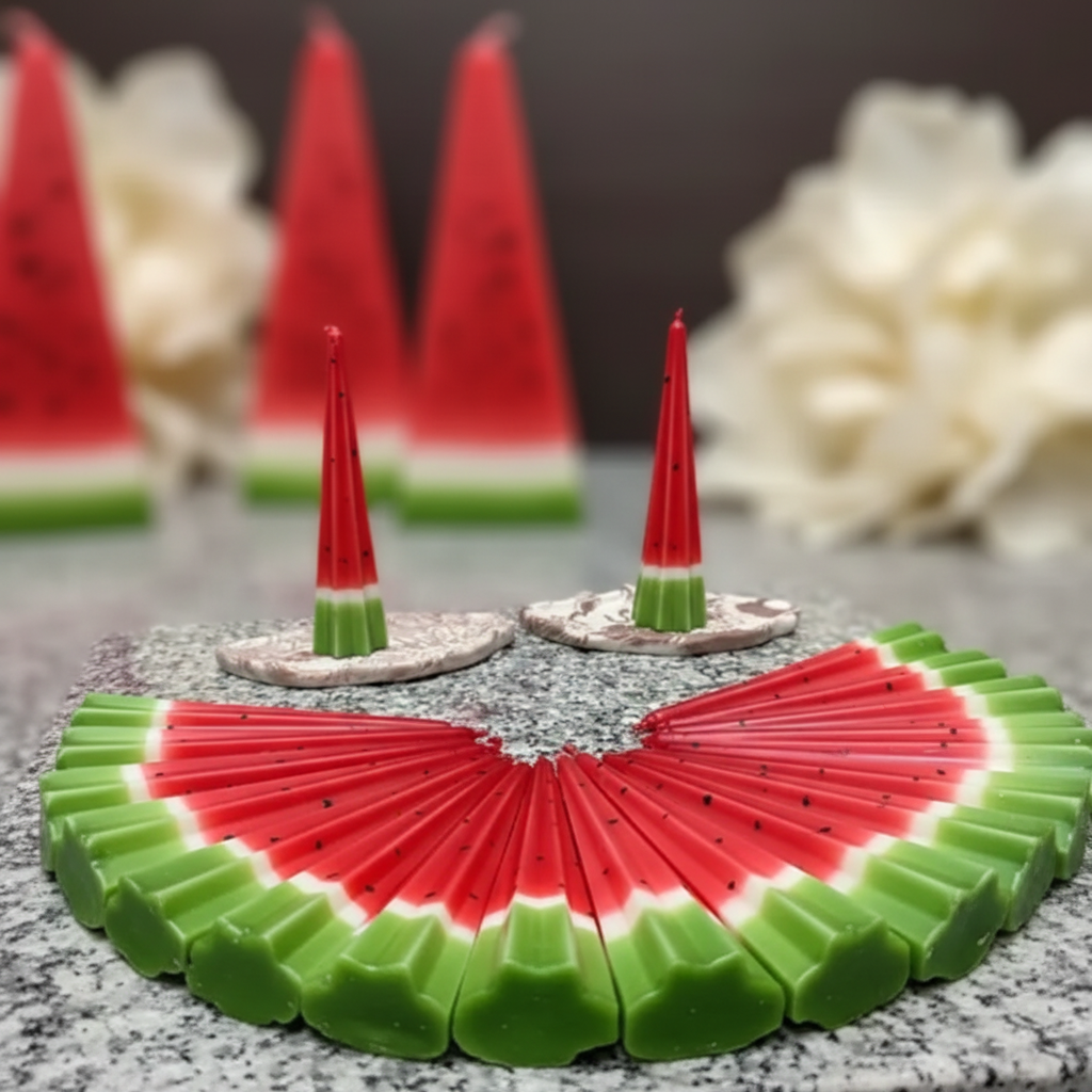 شمع هندوانه چند وجهی بلند( 25 عددی )